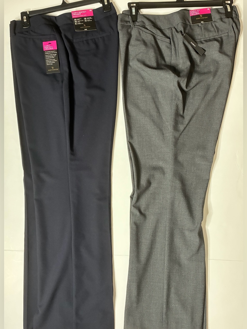 Worthington Women Navy and Gray Curvy Dress Trousers - Classic Workwear Pair